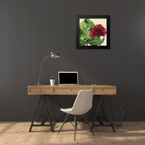 Tropical Floral 2 Black Modern Wood Framed Art Print by Stellar Design Studio