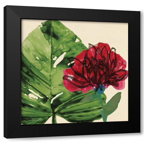 Tropical Floral 2 Black Modern Wood Framed Art Print with Double Matting by Stellar Design Studio
