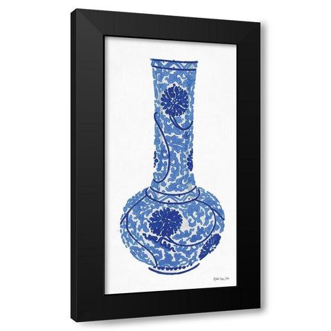 Blue and White Vase 1 Black Modern Wood Framed Art Print with Double Matting by Stellar Design Studio