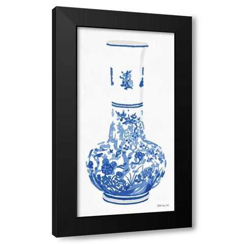 Blue and White Vase 2 Black Modern Wood Framed Art Print with Double Matting by Stellar Design Studio