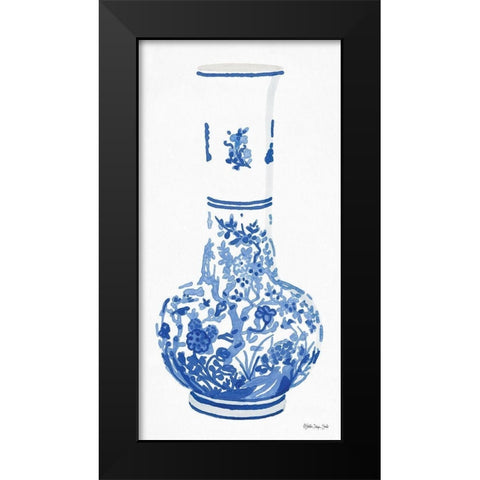 Blue and White Vase 2 Black Modern Wood Framed Art Print by Stellar Design Studio