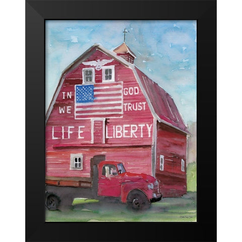 Life and Liberty Barn Black Modern Wood Framed Art Print by Stellar Design Studio