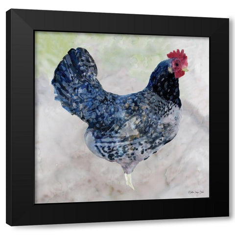 Rooster 1 Black Modern Wood Framed Art Print with Double Matting by Stellar Design Studio