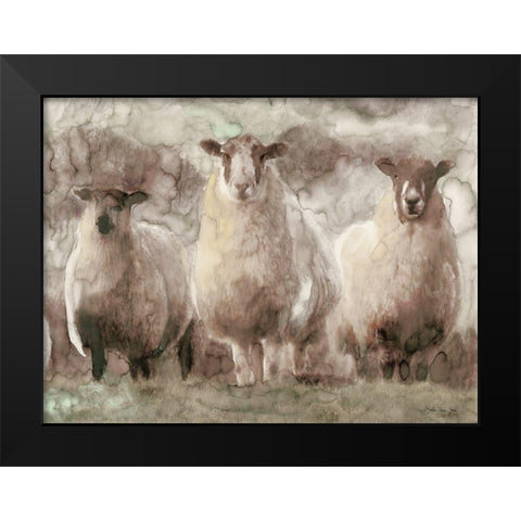 Three Sheep Black Modern Wood Framed Art Print by Stellar Design Studio