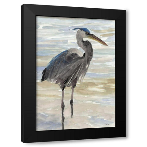 Heron in Water Black Modern Wood Framed Art Print with Double Matting by Stellar Design Studio