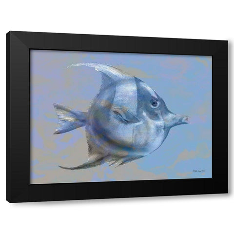 Blue Fish 1 Black Modern Wood Framed Art Print with Double Matting by Stellar Design Studio
