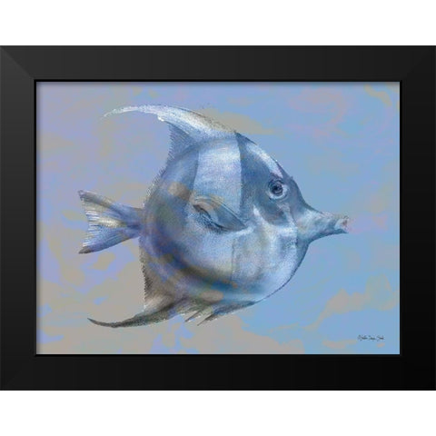 Blue Fish 1 Black Modern Wood Framed Art Print by Stellar Design Studio