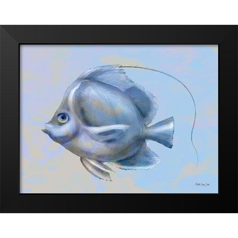 Blue Fish 2 Black Modern Wood Framed Art Print by Stellar Design Studio