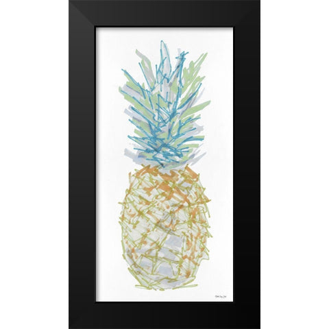 Sketchy Pineapple 1 Black Modern Wood Framed Art Print by Stellar Design Studio
