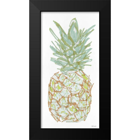 Sketchy Pineapple 2 Black Modern Wood Framed Art Print by Stellar Design Studio