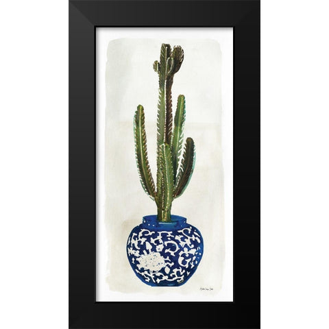 Cacti in Blue Pot 2    Black Modern Wood Framed Art Print by Stellar Design Studio