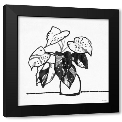 Urn with Plant Black Modern Wood Framed Art Print with Double Matting by Stellar Design Studio