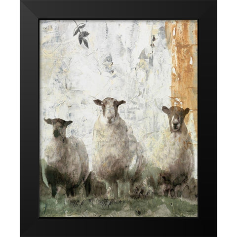 Three Sheep Black Modern Wood Framed Art Print by Stellar Design Studio