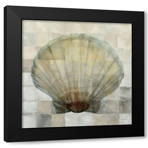 Scallop Shell Black Modern Wood Framed Art Print with Double Matting by Stellar Design Studio