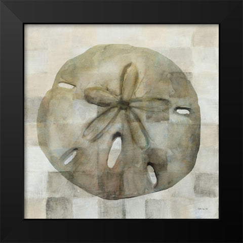 Sand Dollar Black Modern Wood Framed Art Print by Stellar Design Studio