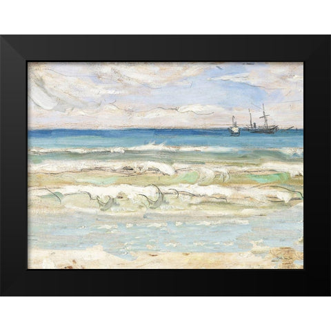 Crash Ashore II Black Modern Wood Framed Art Print by Stellar Designs Studio