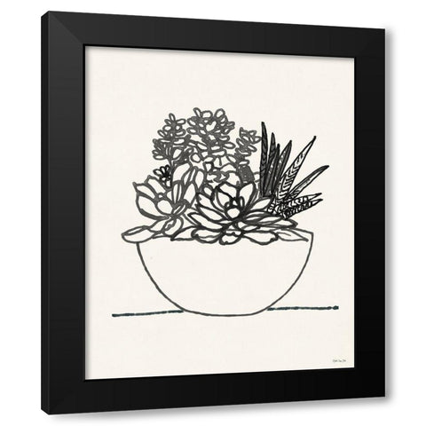 Succulent Basket I Black Modern Wood Framed Art Print with Double Matting by Stellar Design Studio