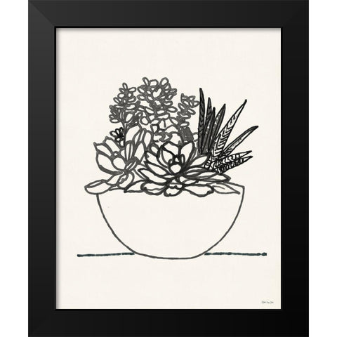 Succulent Basket I Black Modern Wood Framed Art Print by Stellar Design Studio