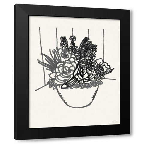 Succulent Basket II Black Modern Wood Framed Art Print with Double Matting by Stellar Design Studio