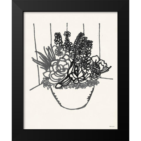 Succulent Basket II Black Modern Wood Framed Art Print by Stellar Design Studio