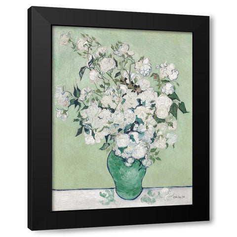 Vase in Green Black Modern Wood Framed Art Print by Stellar Design Studio