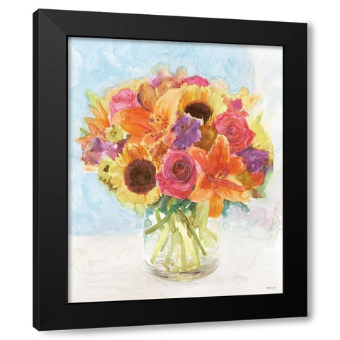 Vase with Flowers I Black Modern Wood Framed Art Print by Stellar Design Studio