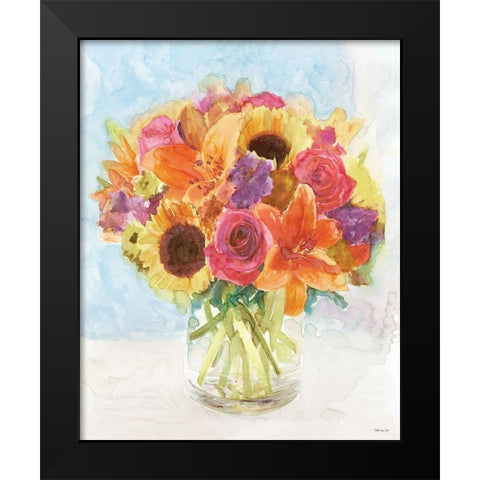 Vase with Flowers I Black Modern Wood Framed Art Print by Stellar Design Studio