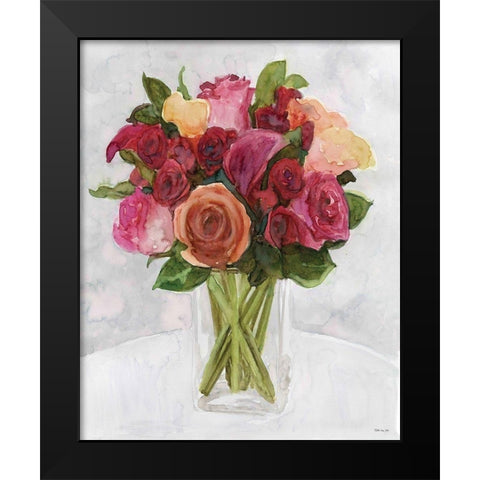 Vase with Flowers II Black Modern Wood Framed Art Print by Stellar Design Studio