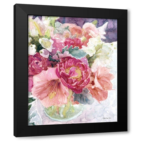 Garden Vase Black Modern Wood Framed Art Print with Double Matting by Stellar Design Studio