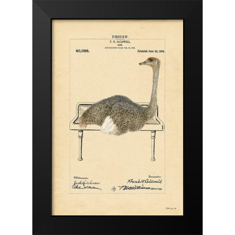 Ostrich in Sink Black Modern Wood Framed Art Print by Stellar Design Studio