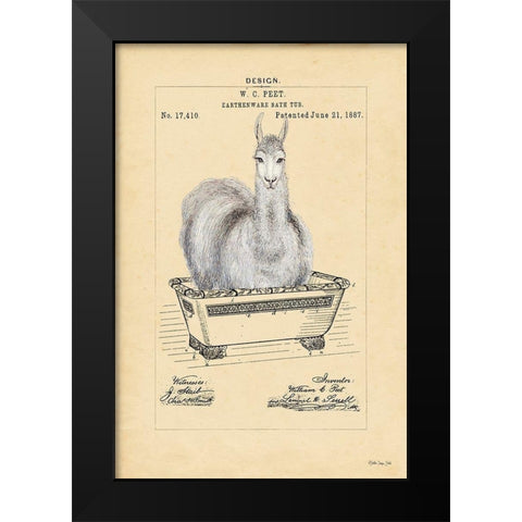 Llama in Tub Black Modern Wood Framed Art Print by Stellar Design Studio