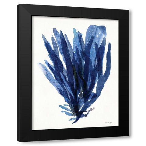 Transparent Indigo Sea Grass II Black Modern Wood Framed Art Print by Stellar Design Studio