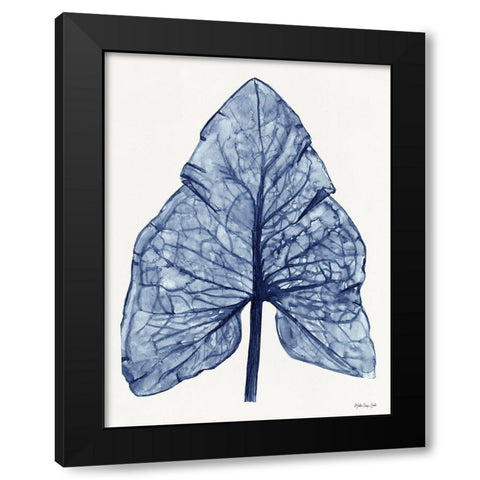 Indigo Leaf Black Modern Wood Framed Art Print by Stellar Design Studio