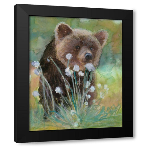 Baby Brown Bear Black Modern Wood Framed Art Print with Double Matting by Stellar Design Studio