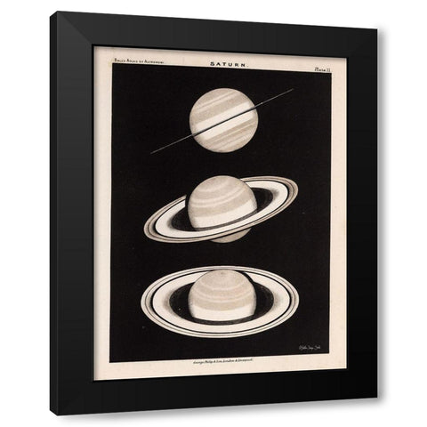 Saturn Black Modern Wood Framed Art Print with Double Matting by Stellar Design Studio