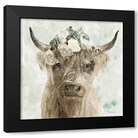 Cow and Crown II Black Modern Wood Framed Art Print with Double Matting by Stellar Design Studio