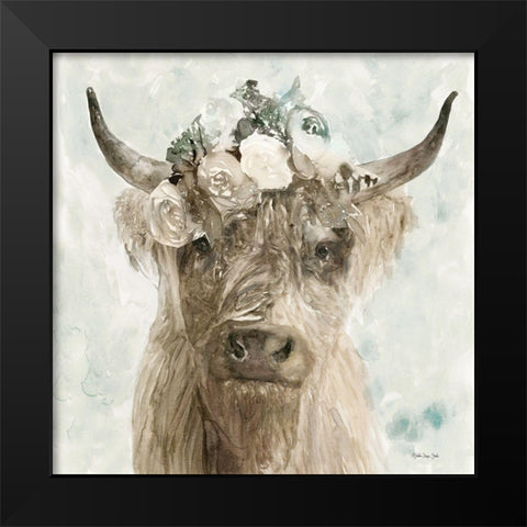 Cow and Crown II Black Modern Wood Framed Art Print by Stellar Design Studio