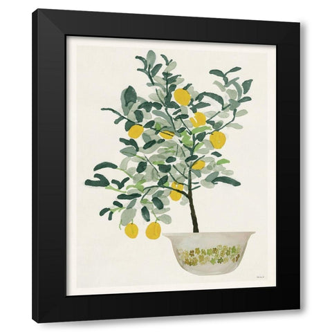 Lemon Tree II Black Modern Wood Framed Art Print with Double Matting by Stellar Design Studio