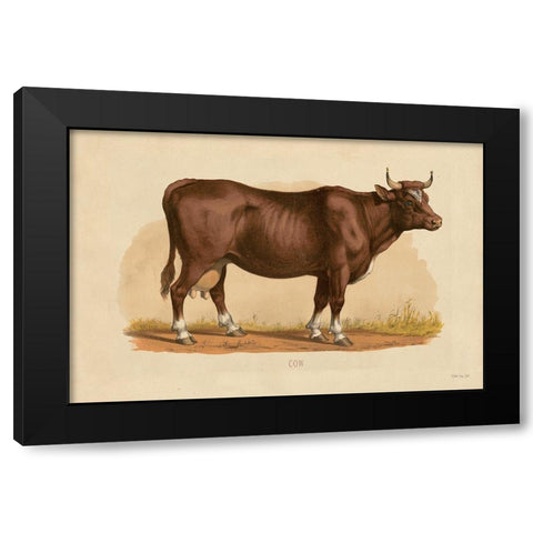 Cow Black Modern Wood Framed Art Print by Stellar Designs Studio
