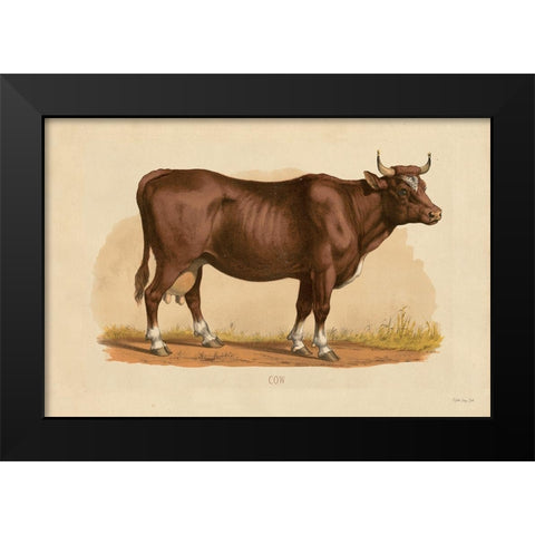 Cow Black Modern Wood Framed Art Print by Stellar Designs Studio
