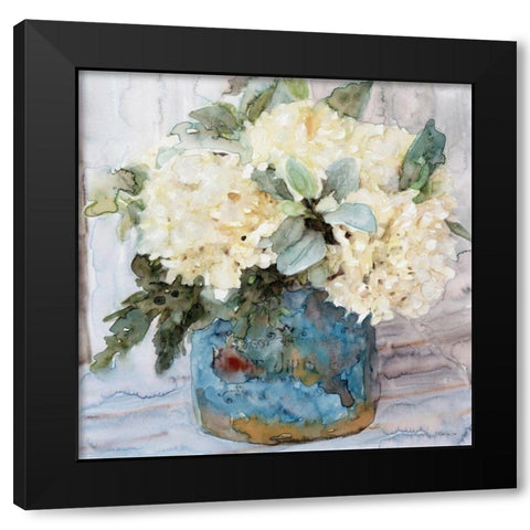 Country Basket of Blooms I Black Modern Wood Framed Art Print by Stellar Design Studio