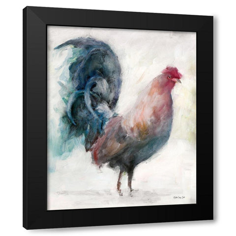 Transitional Rooster I Black Modern Wood Framed Art Print with Double Matting by Stellar Design Studio