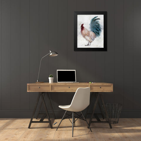 Transitional Rooster II Black Modern Wood Framed Art Print by Stellar Design Studio