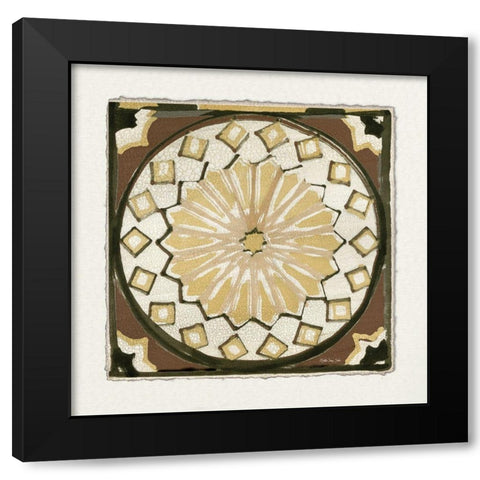 Moroccan Tile Pattern IV Black Modern Wood Framed Art Print with Double Matting by Stellar Designs Studio