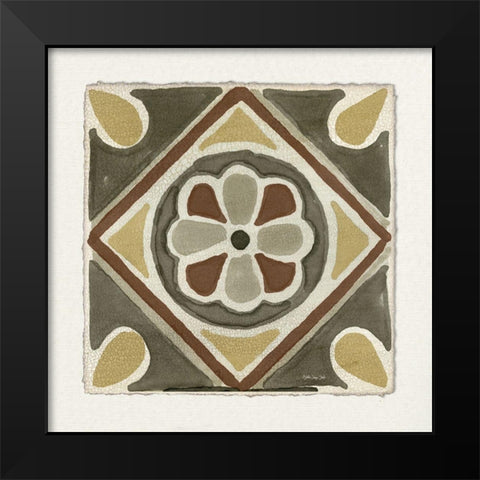 Moroccan Tile Pattern VII Black Modern Wood Framed Art Print by Stellar Designs Studio