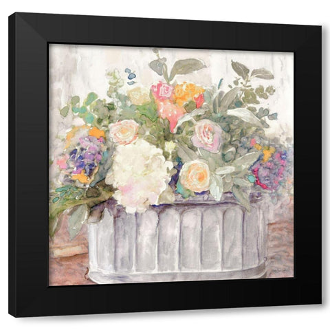 Table Bouquet I Black Modern Wood Framed Art Print with Double Matting by Stellar Designs Studio