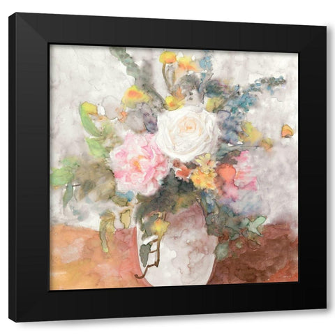Table Bouquet 2 Black Modern Wood Framed Art Print by Stellar Designs Studio