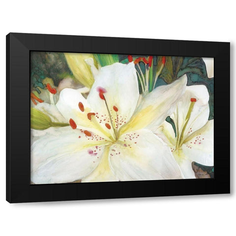 Macro Lilies Black Modern Wood Framed Art Print by Stellar Designs Studio