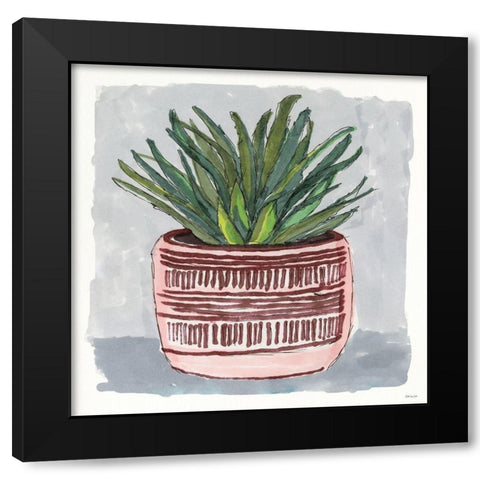 Potted Agave I Black Modern Wood Framed Art Print with Double Matting by Stellar Designs Studio