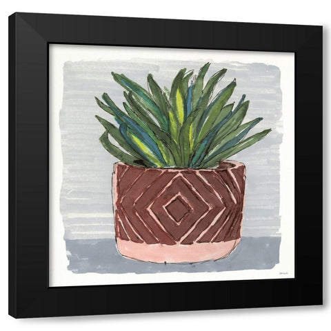 Potted Agave II Black Modern Wood Framed Art Print by Stellar Designs Studio